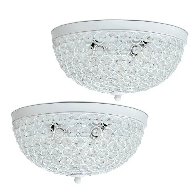 2pk 2-Light Crystal Glam Ceiling Flush Mount Pendants White - Lalia Home 3 2pk 2-Light Crystal Glam Ceiling Flush Mount Pendants White - Lalia Home - Image 3