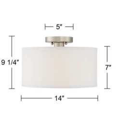 360 Lighting Adams Modern Ceiling Light Semi Flush Mount Fixtures 14" Wide Set Of 2 Brushed Nickel White Fabric Drum For Bedroom Kitchen Living Room -Adesso Sales Store GUEST 01b7e98b 0f1f 4699 af32 fa63b42558f9