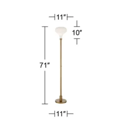 Possini Euro Design Cecil Modern Industrial Torchiere Floor Lamp 71" Tall Warm Gold Metal Opal Glass Shade For Living Room Bedroom Office House Home -Adesso Sales Store GUEST 0204d0cd 46ae 4294 b55a 1572cf84acce