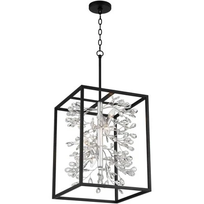 Possini Euro Design Black Silver Pendant Chandelier 15 1/4" Wide Modern Clear Crystal Flower Vine 4-Light Fixture For Dining Room House 6 Possini Euro Design Black Silver Pendant Chandelier 15 1/4" Wide Modern Clear Crystal Flower Vine 4-Light Fixture For Dining Room House - Image 6