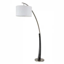 FC Design 71.5" Tall Drum Shade Arched Floor Lamp With Unique Black Wood Pole And Metal Base -Adesso Sales Store GUEST 03849f73 6100 4de1 a756 dbe11dced8fd
