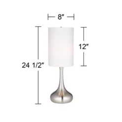 360 Lighting Modern Table Lamp 24.5" High Brushed Steel Droplet White Cylinder Shade For Living Room Family Bedroom Bedside Nightstand -Adesso Sales Store GUEST 0438f6ac f354 4600 896e 03d59e3dbad7