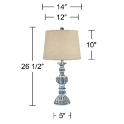 Regency Hill Tanya Country Cottage Table Lamps 26 1/2" High Set Of 2 Blue Wash Burlap Linen Drum Shade For Bedroom Living Room Bedside Nightstand Home -Adesso Sales Store GUEST 058f378b 6151 4502 aa1c 6cbd51a871e3