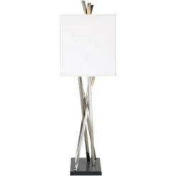 Possini Euro Design Modern Table Lamps 30" Tall Set Of 2 Brushed Steel Black White Linen Rectangular Shade For Living Room Family Bedroom 11 Possini Euro Design Modern Table Lamps 30" Tall Set Of 2 Brushed Steel Black White Linen Rectangular Shade For Living Room Family Bedroom -Adesso Sales Store GUEST 05c8b017 0544 4ee8 96a0 4f79d68d7751