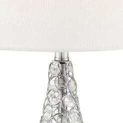 360 Lighting Sergio Modern Accent Table Lamps 23 1/2" High Set Of 2 Acrylic Chrome USB Charging Port White Drum For Bedroom Living Room Bedside Desk -Adesso Sales Store GUEST 05e37469 63de 4569 8fb7 e40b713dc79a