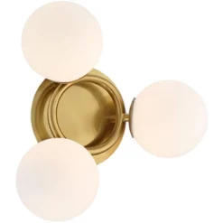 Possini Euro Design Modern Ceiling Light Flush Mount Fixture Brass 18" Wide 3-Light Frosted White Glass Globes Bedroom Living Room -Adesso Sales Store GUEST 06411361 fd0b 4cb1 bb74 953912030950