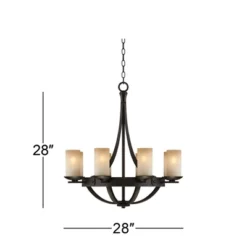 Franklin Iron Works Sperry Bronze Chandelier 28" Wide Rustic Farmhouse Cylinder Scavo Glass Shade 8-Light Fixture For Dining Room House Kitchen Island -Adesso Sales Store GUEST 078b425d 9a82 46ae a0d8 8f18bd9872bc