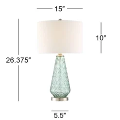 360 Lighting Julia Modern Table Lamp 26 1/2" High Green Glass White Drum Shade For Bedroom Living Room Bedside Nightstand Office Kids Family House -Adesso Sales Store GUEST 07a3fe97 8689 4fc7 bbad 35d896246f68