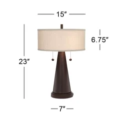 Franklin Iron Works Craig Rustic Farmhouse Accent Table Lamps 23" High Set Of 2 Bronze With USB Charging Port Natural Drum Shade For Bedroom Desk -Adesso Sales Store GUEST 07edf709 c43c 45f1 ac84 373dfc259943
