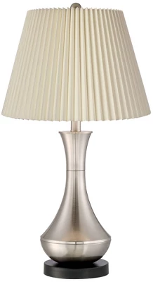 360 Lighting Simon Modern Table Lamps 25 1/2" High Set Of 2 Brushed Nickel With USB Charging Port Ivory Linen Shade For Bedroom Living Room House Desk 4 360 Lighting Simon Modern Table Lamps 25 1/2" High Set Of 2 Brushed Nickel With USB Charging Port Ivory Linen Shade For Bedroom Living Room House Desk - Image 4