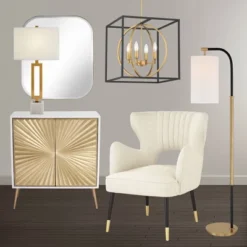 Possini Euro Design Black Warm Brass Cage Foyer Pendant Chandelier 16 1/2" Wide 4-Light Mid Century Modern For Dining Room House -Adesso Sales Store GUEST 08b99359 1dbf 44d4 bc7b 30527d6a7380