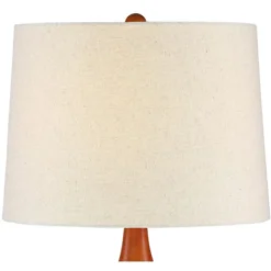 360 Lighting Brice Modern Mid Century Accent Table Lamp 23" High Ivory Ceramic Wood Neck Off White Drum Shade For Bedroom Living Room Bedside Office -Adesso Sales Store GUEST 098896b2 c28a 419c aac2 cb44f6662d40