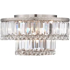 Vienna Full Spectrum Magnificence Modern Ceiling Light Flush Mount Fixture 16" Wide Brushed Satin Nickel Faceted Crystal Glass For Bedroom Living Room -Adesso Sales Store GUEST 09d737e6 7197 4823 ae7b aaf9a8088467