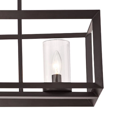 Franklin Iron Works Cove Point Oil Rubbed Bronze Linear Pendant Chandelier 34 1/2" Wide Rustic Clear Glass 4-Light Fixture For Dining Room Kitchen 2 Franklin Iron Works Cove Point Oil Rubbed Bronze Linear Pendant Chandelier 34 1/2" Wide Rustic Clear Glass 4-Light Fixture For Dining Room Kitchen - Image 2