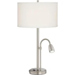 Possini Euro Design Traverse Modern Table Lamps Set Of 2 29 1/2" Tall Brushed Nickel With USB Charging Port LED Gooseneck White Drum Shade For Desk -Adesso Sales Store GUEST 0ae46b85 fec0 4b22 8a4e 8d4b8c8aa4fd