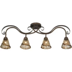 Pro Track 4-Head Ceiling Track Light Fixture Kit Adjustable Brown Bronze Finish Organic Amber Glass Western Kitchen Bathroom Living Room 41" Wide -Adesso Sales Store GUEST 0b78c01d fbd9 4f9b 868e 9d4588a5d094