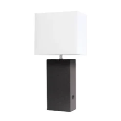 21" Lexington Leather Base Modern Home Decor Bedside Table Lamp With USB Charging Port And Fabric Shade - Lalia Home -Adesso Sales Store GUEST 0be55981 3774 4e66 b7c4 2c48f89e3ce1