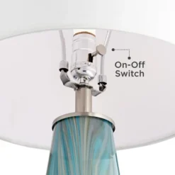 Possini Euro Design Jaime Coastal Table Lamp With Round White Marble Riser 26" High Blue Gray Drum Shade For Bedroom Living Room Office House Home -Adesso Sales Store GUEST 0c1e88c5 ff7c 4a2c b8b4 990c3afc75b9