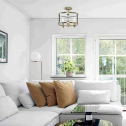 3-Light 13" Industrial Farmhouse Glass/Metallic Accented Semi-flushmount Ceiling Light - Lalia Home -Adesso Sales Store GUEST 0c36c6a4 fa9a 462a a80b ba879ed8395b