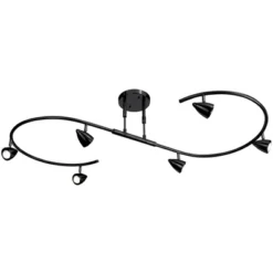 Pro Track Salazar S-Wave 6-Head LED Ceiling Track Light Fixture Kit Spot Light GU10 Adjustable Black Metal Modern Kitchen Bathroom Dining 54" Wide -Adesso Sales Store GUEST 0e0532c0 2325 45d3 b39e c1d70c7d9e20