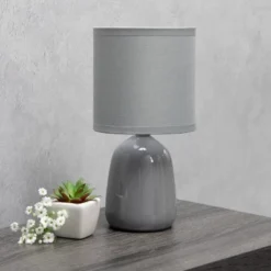 10.04" Traditional Ceramic Thimble Base Bedside Table Desk Lamp With Matching Fabric Shade Gray - Simple Designs -Adesso Sales Store GUEST 0e190a40 ded2 494a 8323 2566d6a5ac88