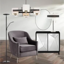 Possini Euro Design Brushed Nickel Pendant Chandelier 28" Wide Modern Dark Mocha Wood Finish Off White Fabric 4-Light Fixture Dining Room -Adesso Sales Store GUEST 0e7cb572 deb1 466d a906 b2508124b2c7