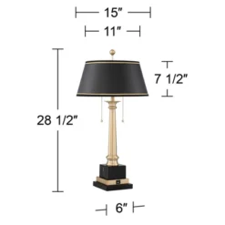 Barnes And Ivy Georgetown Traditional Desk Lamp 28 1/2" Tall Warm Brass With USB Charging Port Black Shade For Bedroom Living Room Bedside Office Kids -Adesso Sales Store GUEST 0e8d1681 eef5 49e0 b2c1 3acf0e649772