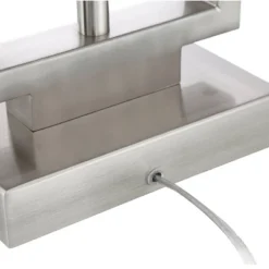 Possini Euro Design Modern Table Lamp With USB Outlet Reading Light LED 29.25" Tall Brushed Nickel Rectangular Off White Shade Bedroom Office -Adesso Sales Store GUEST 0ee048e2 860f 486d 90da 3e466d98667b