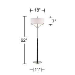 360 Lighting Modern Floor Lamp 62" Tall Black And Brushed Steel Column White Linen Drum Shade For Living Room Reading Bedroom Office -Adesso Sales Store GUEST 0f91c16b 5e59 4338 b4db 2307797b55b5