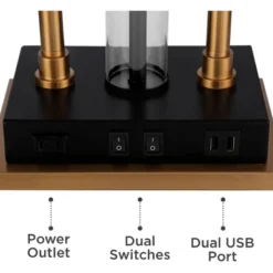 Possini Euro Design Griffin Modern Gooseneck Desk Lamp 31" Tall Gold With USB Charging Port Black Metal Rectangular Shade For Bedroom Living Room Kids -Adesso Sales Store GUEST 0ffcf231 80f2 4393 b295 a80284adc60c