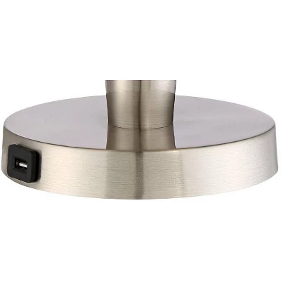 360 Lighting Geoff Modern Table Lamps 26" High Set Of 2 Brushed Nickel With USB Charging Port White Drum Shade For Bedroom Living Room Bedside Desk 4 360 Lighting Geoff Modern Table Lamps 26" High Set Of 2 Brushed Nickel With USB Charging Port White Drum Shade For Bedroom Living Room Bedside Desk - Image 4