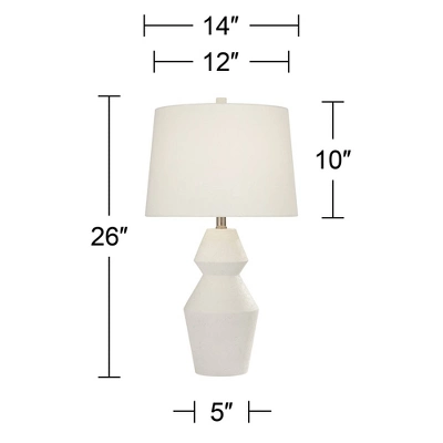 360 Lighting Modern Table Lamps 26" High Set Of 2 White Gourd Fabric Tapered Drum Shade For Bedroom Living Room House Home Bedside Nightstand Office 8 360 Lighting Modern Table Lamps 26" High Set Of 2 White Gourd Fabric Tapered Drum Shade For Bedroom Living Room House Home Bedside Nightstand Office - Image 8