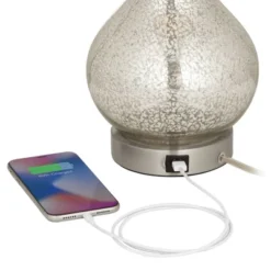 360 Lighting Ledger Modern Accent Table Lamps 21 3/4" High Set Of 2 Mercury Glass With USB Charging Port Table Top Dimmers Off-White Shade For Desk -Adesso Sales Store GUEST 10ca657e e857 4f0a abd9 0f6d86bf3c4b