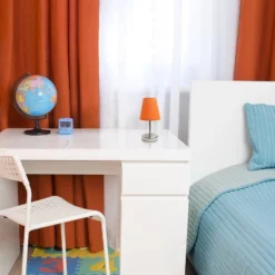 10.5" Petite Metal Stick Bedside Table Desk Lamp In Sand Nickel With Fabric Shade Orange - Creekwood Home -Adesso Sales Store GUEST 11a8ceb3 2d51 49be adbe 59cb997fe446