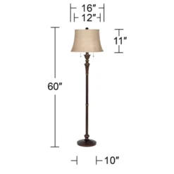 Regency Hill Brooke Rustic Vintage Retro Floor Lamp Standing 60" Tall Rich Bronze Copper Burlap Bell Shade For Living Room Bedroom Office House Home -Adesso Sales Store GUEST 133795e2 1c95 4258 8177 6984940fd98b
