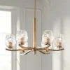 Stiffel Soft Gold Chandelier Lighting 29 1/4" Wide Modern Textured Clear Glass 6-Light Fixture For Dining Room House Kitchen Home