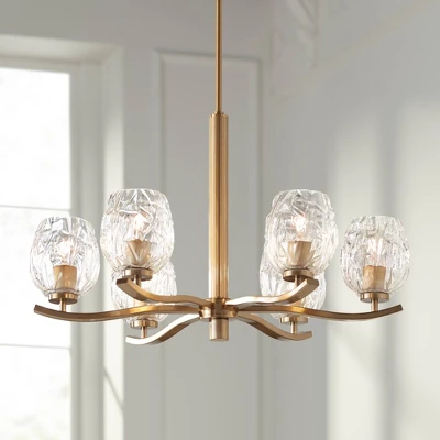 Stiffel Soft Gold Chandelier Lighting 29 1/4" Wide Modern Textured Clear Glass 6-Light Fixture For Dining Room House Kitchen Home 1 Stiffel Soft Gold Chandelier Lighting 29 1/4" Wide Modern Textured Clear Glass 6-Light Fixture For Dining Room House Kitchen Home