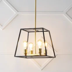 15" 4-Light Lloyd Farmhouse Industrial Iron LED Pendant Black/Brass Gold - JONATHAN Y -Adesso Sales Store GUEST 1434c28d 66d3 4231 871b 9e8ff6312d1a