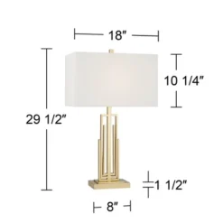 360 Lighting Sonia Modern Table Lamps 29 1/2" Tall Set Of 2 Gold Metal With Dual USB Charging Ports White Rectangular Shade For Bedroom Living Room -Adesso Sales Store GUEST 14759ca5 cd80 4d40 a0f2 10b6eef81d9e