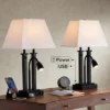 Possini Euro Design Possini Euro Deacon Black USB Port And Outlet Gooseneck Desk Lamps Set Of 2