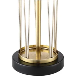 360 Lighting Nathan Modern Table Lamps 25 1/2" High Set Of 2 Gold Metal With USB Charging Ports Black Drum Shade For Bedroom Living Room Home Desk -Adesso Sales Store GUEST 14c089bb 534a 486d 9763 cb4633e112ac