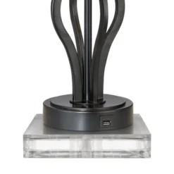 360 Lighting Heather Modern Table Lamps Set Of 2 With Square Risers 27 1/4" Tall Dark Iron USB Charging Port Burlap Drum Shade For Bedroom Living Room -Adesso Sales Store GUEST 14fe9925 5c62 4be9 9db9 e5e48d89e286