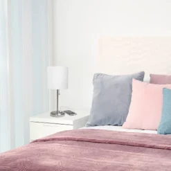 19.5" Bedside USB Port Feature Metal Table Desk Lamp Brushed Steel With White Fabric Shade - Creekwood Home -Adesso Sales Store GUEST 14ff0011 8feb 4174 9e33 14d12bac0ec6