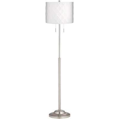 360 Lighting Abba Modern Floor Lamp Standing 66" Tall Brushed Nickel Silver White Diamond Drum Shade For Living Room Bedroom Office House Home Decor 1 360 Lighting Abba Modern Floor Lamp Standing 66" Tall Brushed Nickel Silver White Diamond Drum Shade For Living Room Bedroom Office House Home Decor
