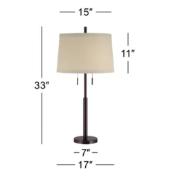 Possini Euro Design Rustic Farmhouse Table Lamp 33" Tall Dark Bronze Metal Off White Burlap Fabric Drum Shade For Bedroom Living Room House Bedside -Adesso Sales Store GUEST 15f8081a 9799 43d5 8d8c 05abfb7df759