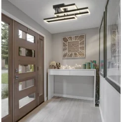 28.25" Metal Turing Geometric Flush Mount (Includes Energy Efficient Light Bulb) Black - JONATHAN Y -Adesso Sales Store GUEST 161cf8b0 ff65 4b6b af38 79c422ffb24f