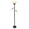 3 Light Restoration Floor Lamp With Scalloped Glass Shade Bronze - Elegant Designs