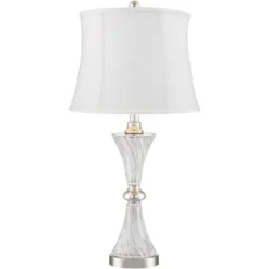 Regency Hill Luca Modern Table Lamps 25 1/2" High Set Of 2 Clear Glass Chrome With USB Charging Port Cream Drum Shade For Bedroom Living Room Desk -Adesso Sales Store GUEST 18969954 3c09 408d b84e 12f77e5dec58