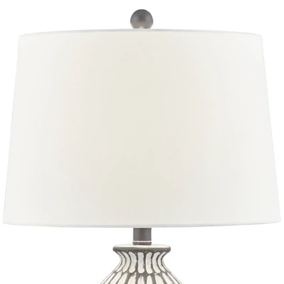 360 Lighting Carlton Modern Table Lamps 28 1/4" Tall Set Of 2 Gray Wash Off White Fabric Drum Shade For Bedroom Living Room Bedside Nightstand Office 3 360 Lighting Carlton Modern Table Lamps 28 1/4" Tall Set Of 2 Gray Wash Off White Fabric Drum Shade For Bedroom Living Room Bedside Nightstand Office - Image 3