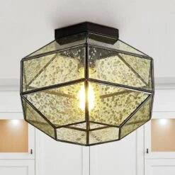 12.5" 1-Light Evelyn Vintage Farmhouse Iron/Glass LED Flush Mount Oil Rubbed Bronze - JONATHAN Y -Adesso Sales Store GUEST 19e621a4 68be 4ba5 9a96 6d4ce2349bd8